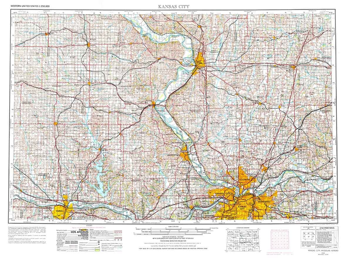 1956 Topo Map of Kansas City Kansas Missouri Topeka Saint Etsy