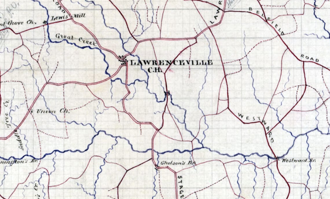 1867 Map of Brunswick County Virginia Etsy