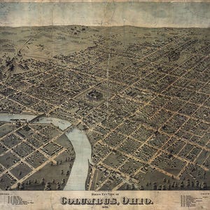 1872 Panorama-Karte von Columbus Ohio