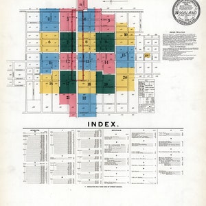 Mapa da cidade de 1906 de Woodland Yolo County, Califórnia