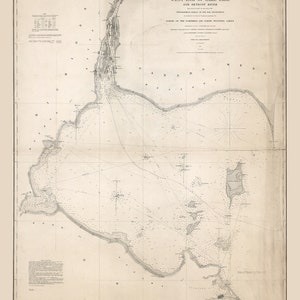 1852 Seekarte Karte von West End Lake Erie und Detroit River