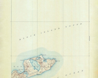 1904 Topo Map of Montauk New York Long Island