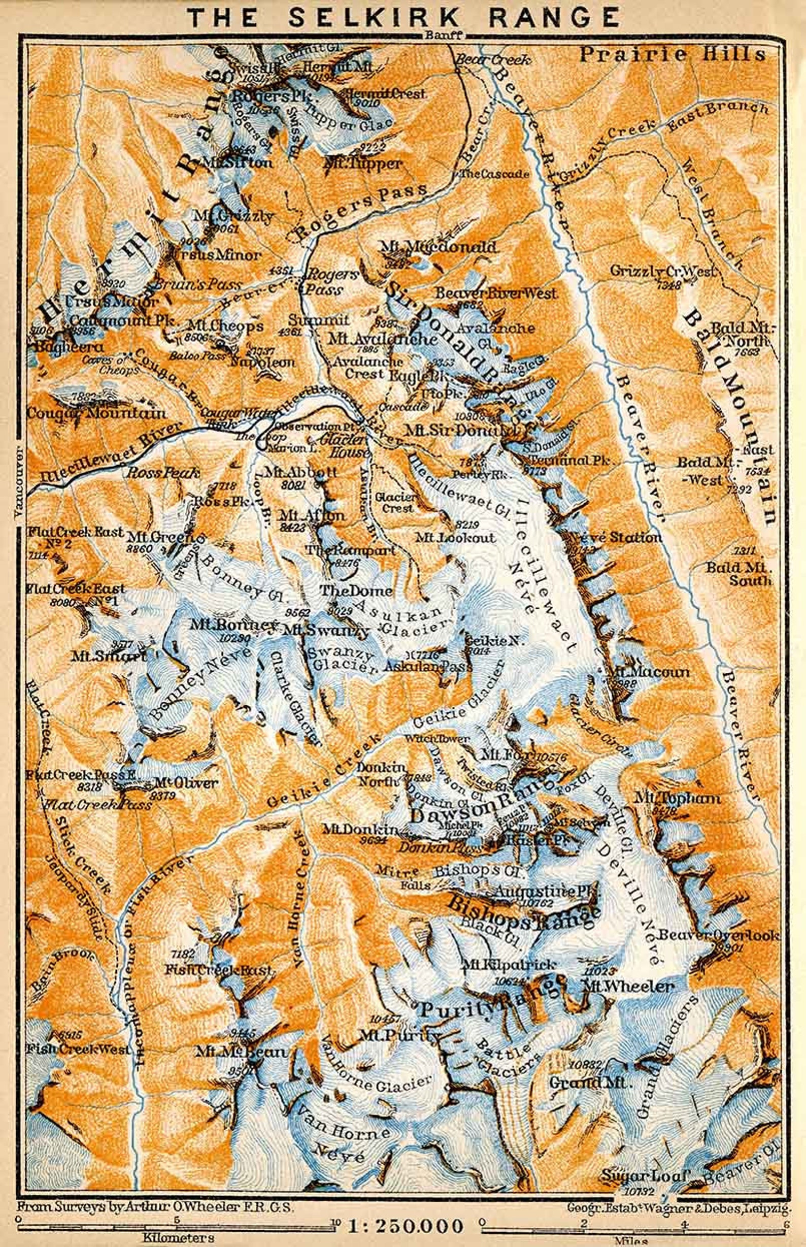 1907 Map of Selkirk Range Canada Etsy