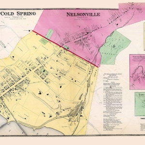1868 Carte de Cold Spring Nelsonville Putnam County New York