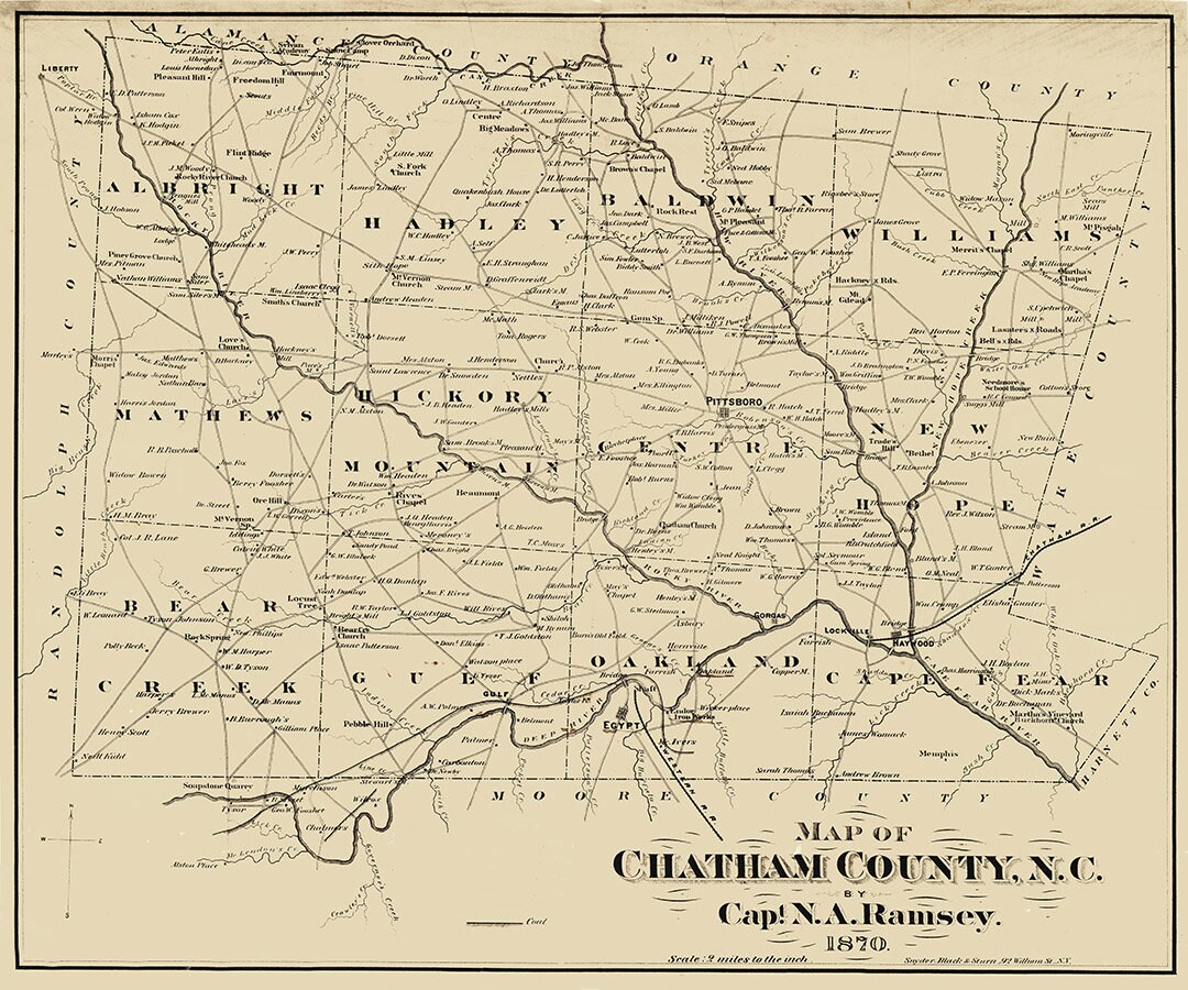 1870 Map of Chatham County North Carolina - Etsy