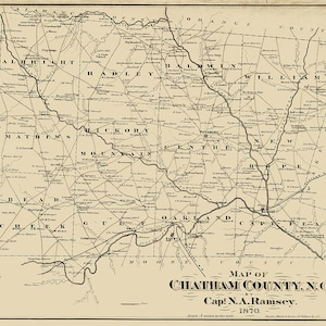 1870-Karte von Chatham County, North Carolina