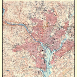 Kaart van Washington DC uit 1951