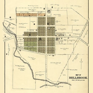 1896 Town Map of Bellbrook Greene County Ohio