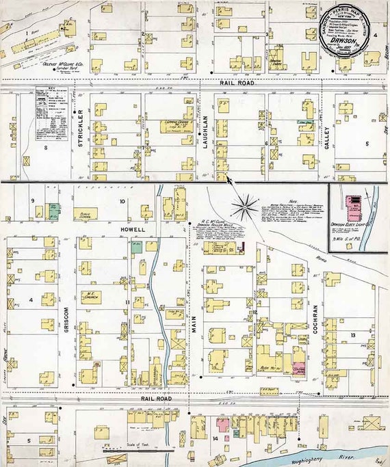 1897 Town Map of Dawson Fayette County Pennsylvania Etsy