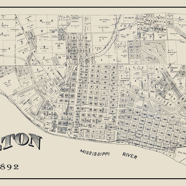1892 Map of Alton Madison County Illinois