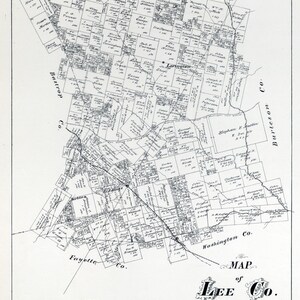 1879 Farm Line Map du comté de Lee au Texas