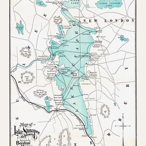 1890 Map of Lake Sunapee New Hampshire