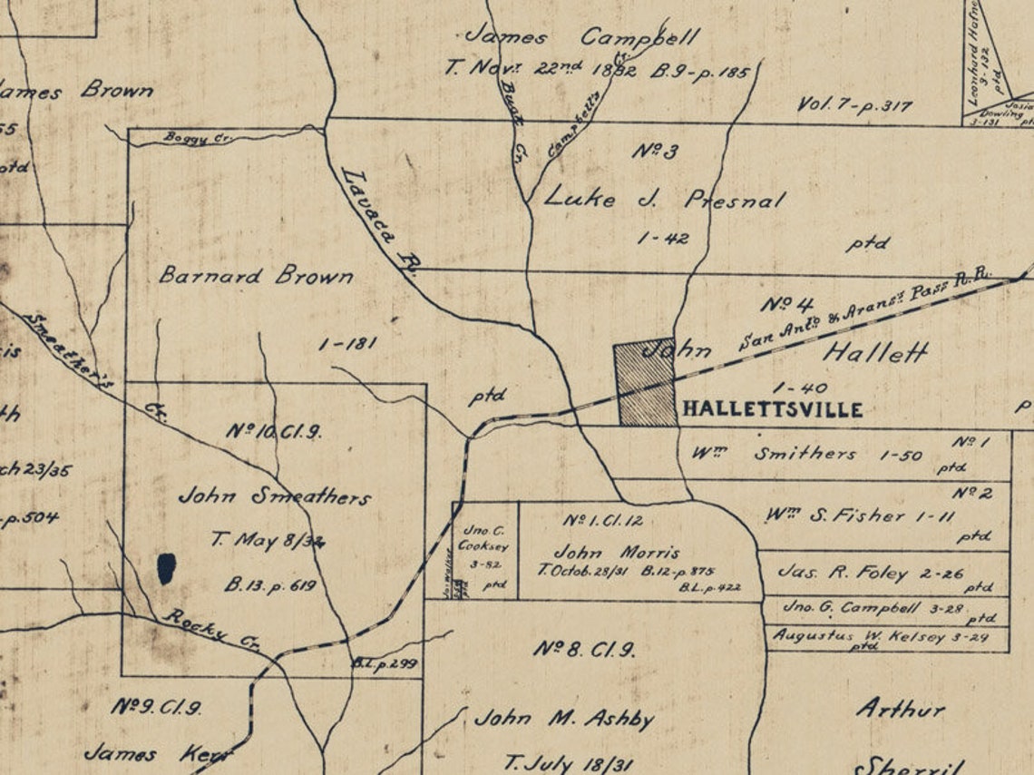 1896 Map of Lavaca County Texas Hallettsville Etsy