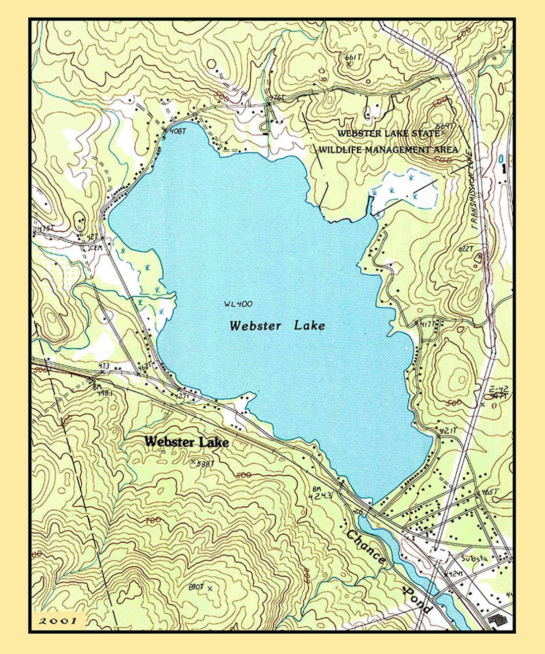 2001 Map of ster Lake New Hampshire Etsy
