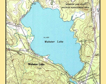 Karta över Webster Lake, New Hampshire, 2001