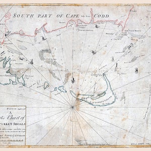 1786 Map of Nantukket Shoals Cape Codd
