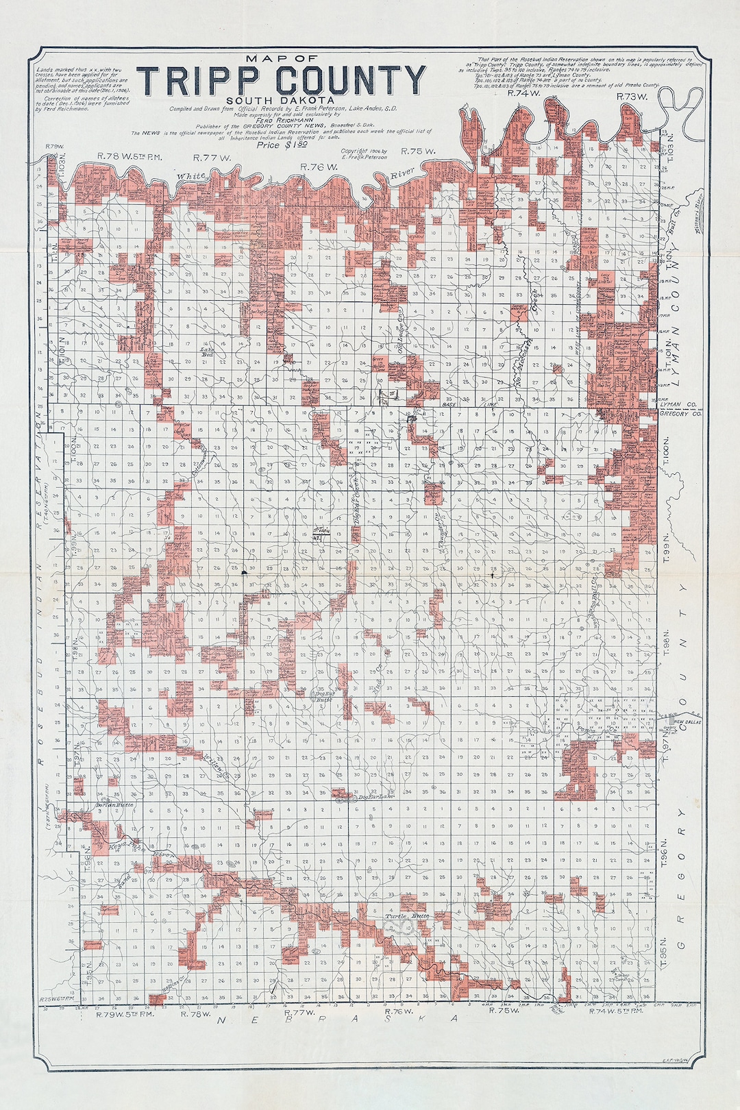 1906 Map of Tripp County South Dakota Etsy