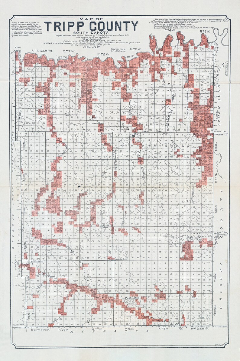 1906 Map of Tripp County South Dakota Etsy