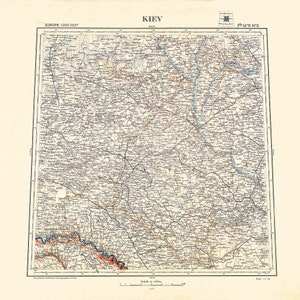1919 Karte von Kyiv Ukraine Region Kiev