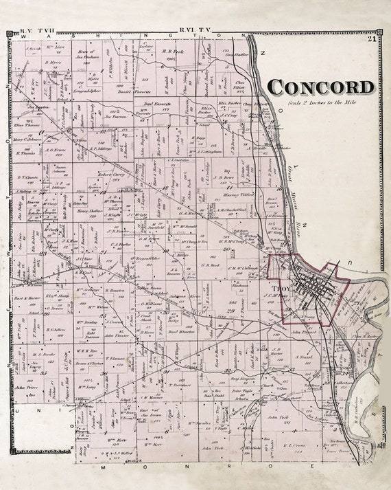 Miami County Ohio Township Map 1871 Map Of Concord Township Miami County Ohio | Etsy Uk