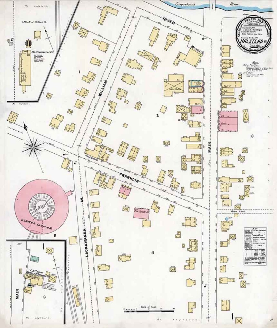 1897 Town Map of Hallstead Susquehanna County Pennsylvania Etsy
