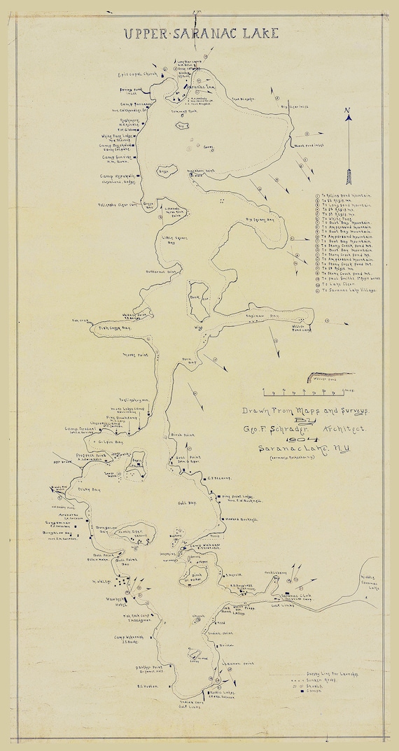 1904 Map of Upper Saranac Lake Franklin County New York Etsy