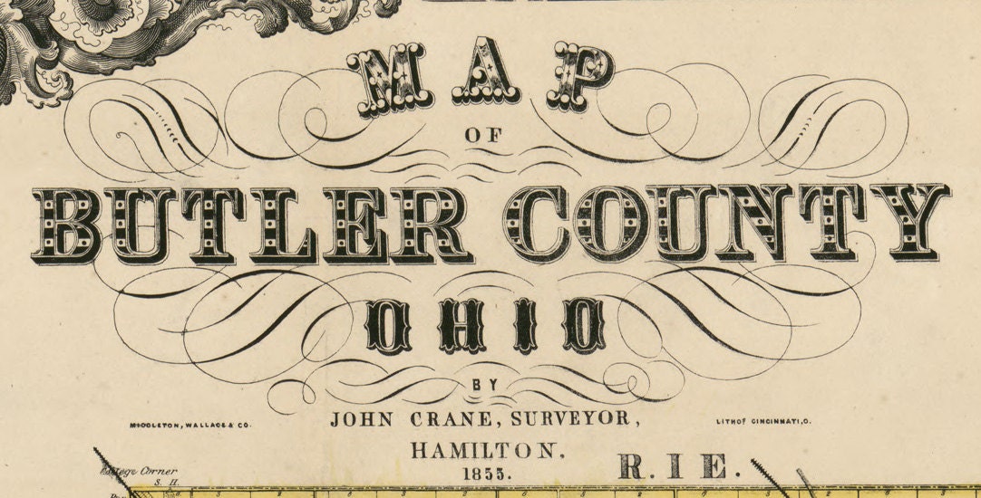1855 Farm Line Map of Butler County Ohio Oxford Rossville | Etsy