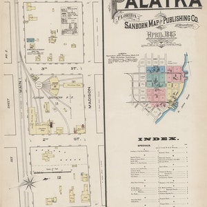 Stadskaart uit 1885 van Palatka Putnam County, Florida