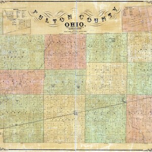 1850 Farm Line, carte du comté de Fulton, Ohio, delta du Wauseon