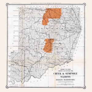 1902 Map of the Creek and Seminole Nations Indian Territory