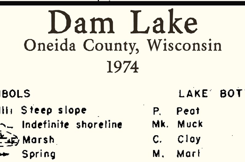 1974 Map of Dam Lake Oneida County Wisconsin Etsy