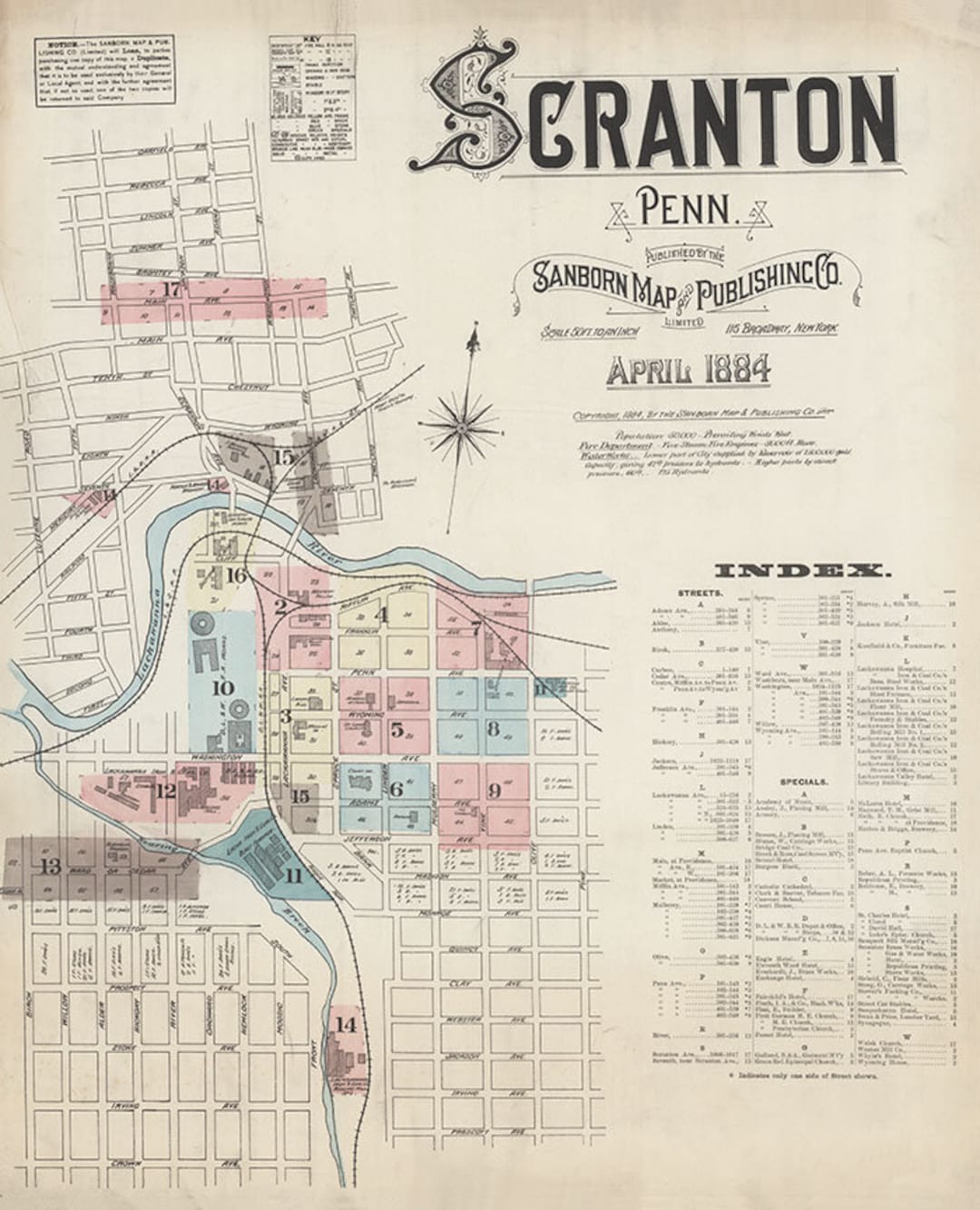 1884 Map of Scranton Pennsylvania Etsy