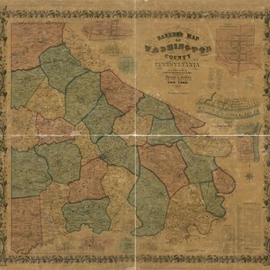1856 Landkarte von Washington County PA nach aktuellen Vermessungen