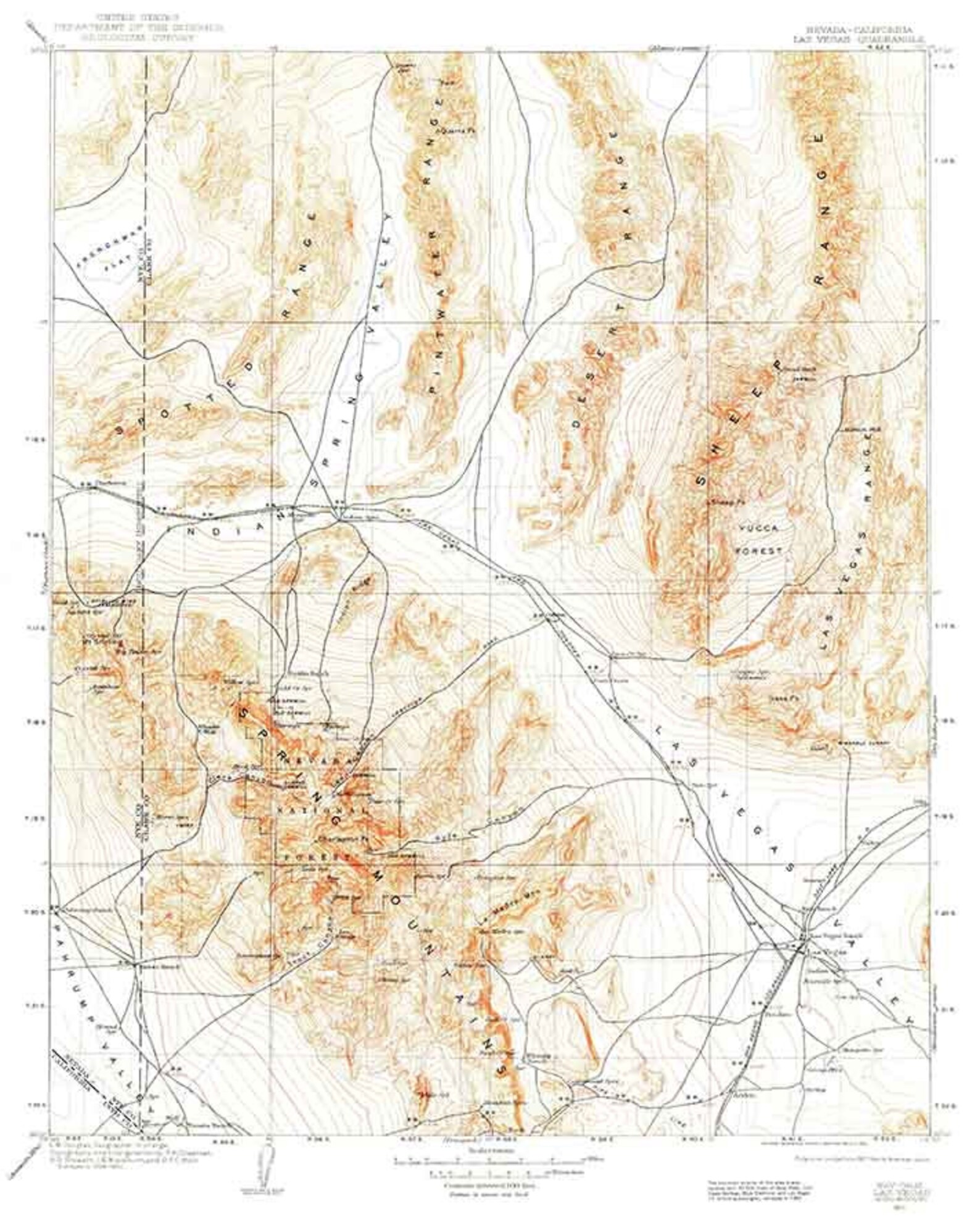 1907 Topo Map of Las Vegas Nevada Spring Mountains - Etsy