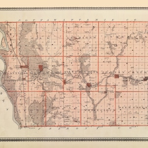 1875 Map of Mills County Iowa