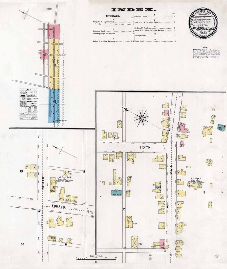 1894 Town Map of Mcsherrystown Adams County Pennsylvania Etsy