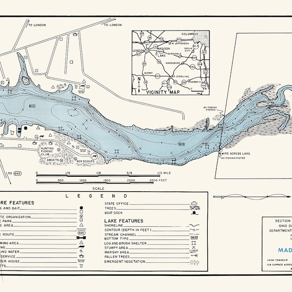 Madison Lake Oh Map Etsy