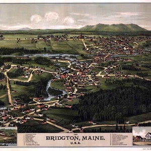 1888 Panoramakarte von Bridgton Maine