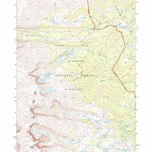 Carte topographique 1993 du lac Angeline, Wyoming, WY, forêt Bighorn