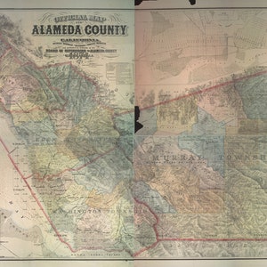 1874, carte du comté d'Alameda en Californie