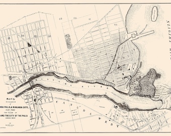 Carte des chutes du Niagara et de la ville de Niagara en 1856