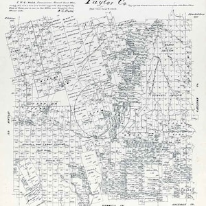 1879 Farm Line Karte von Taylor County, Texas