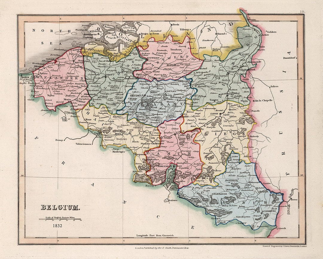 1832 Map of Belgium Etsy
