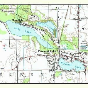 1993 Map of Pleasant Lake and Long Lake Indiana