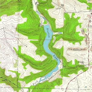 Carte 1960 du lac Austin, Ohio