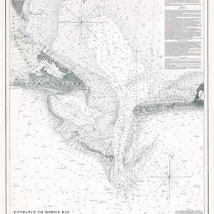 Zeekaart uit 1851 van Mobile Bay Alabama