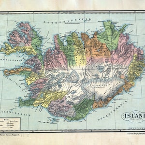 1918, carte de l'Islande