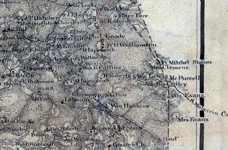 1864 Map of Charlotte County Virginia Family Names Genealogy Etsy