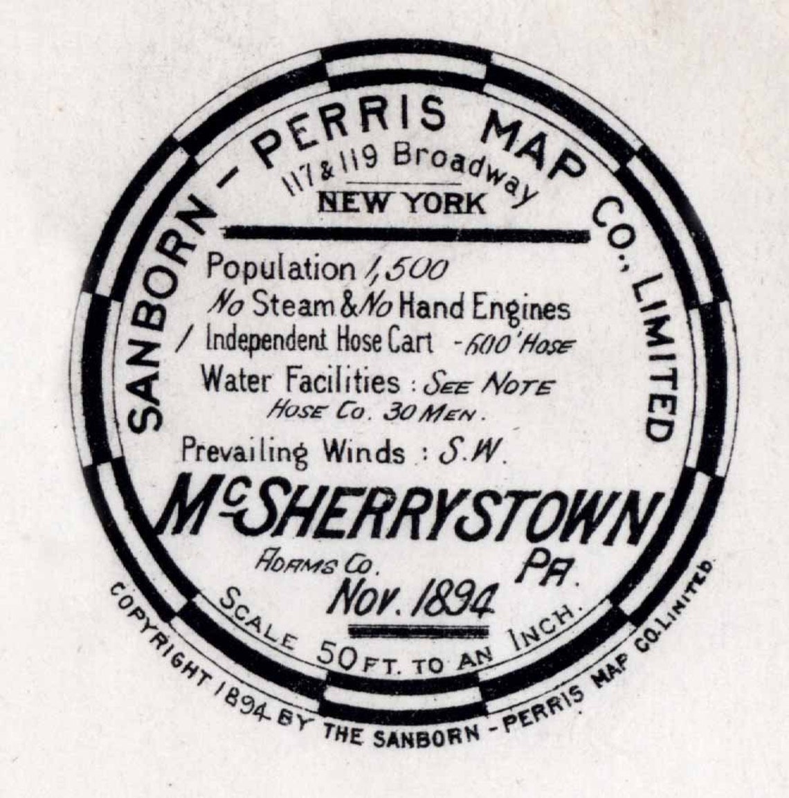 1894 Town Map of Mcsherrystown Adams County Pennsylvania Etsy