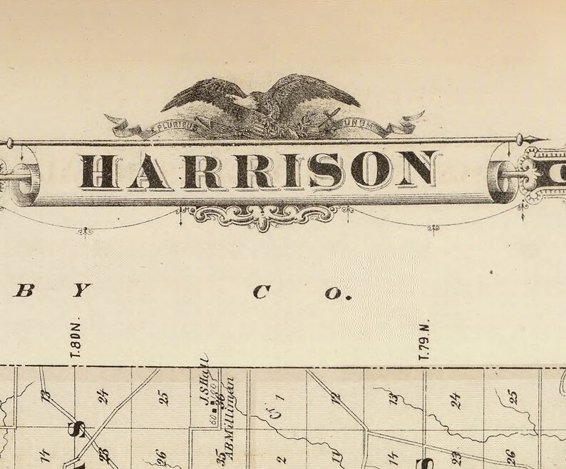 1875 Map of Harrison County Iowa Etsy